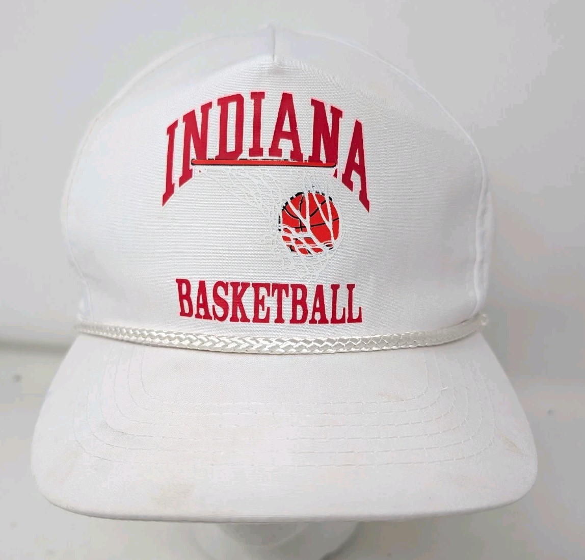 Vintage Indiana Basketball Hat Snapback Rope Cap White Red Speedway Tag