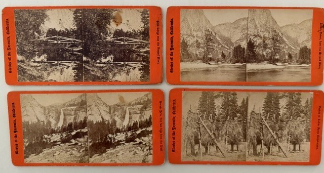 4 Early E&H Anthony Yosemite California Stereoviews Nevada Falls Indian c1870s