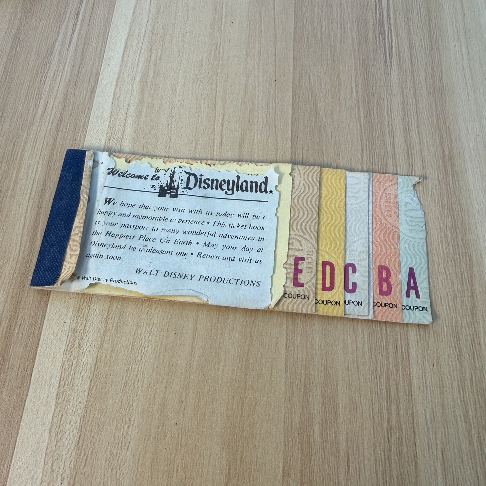 Disneyland Ticket book 1974 Adult E thru A with 8 of 11 Tickets Intact Vintage Disneyland Ticket book 1974 Adult E thru A with 8 of 11 Tickets Intact Vintage