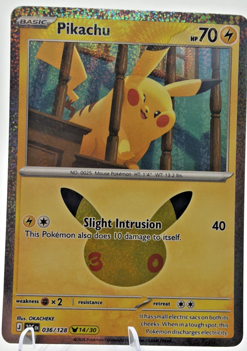 Pokemon Pikachu 036/128 (14/30) 30th Celebration Holo GC0990