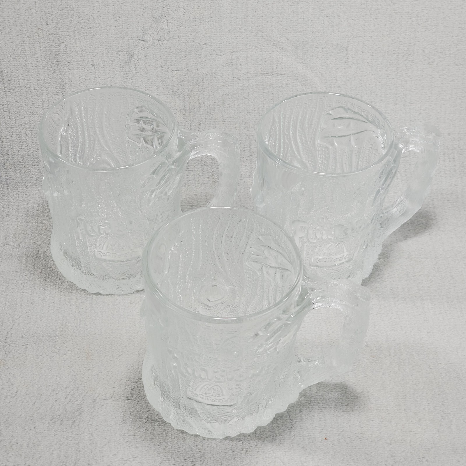 3 PC Flintstones Treemendous Mugs Vintage McDonalds Collectable 1993 RocDonald's