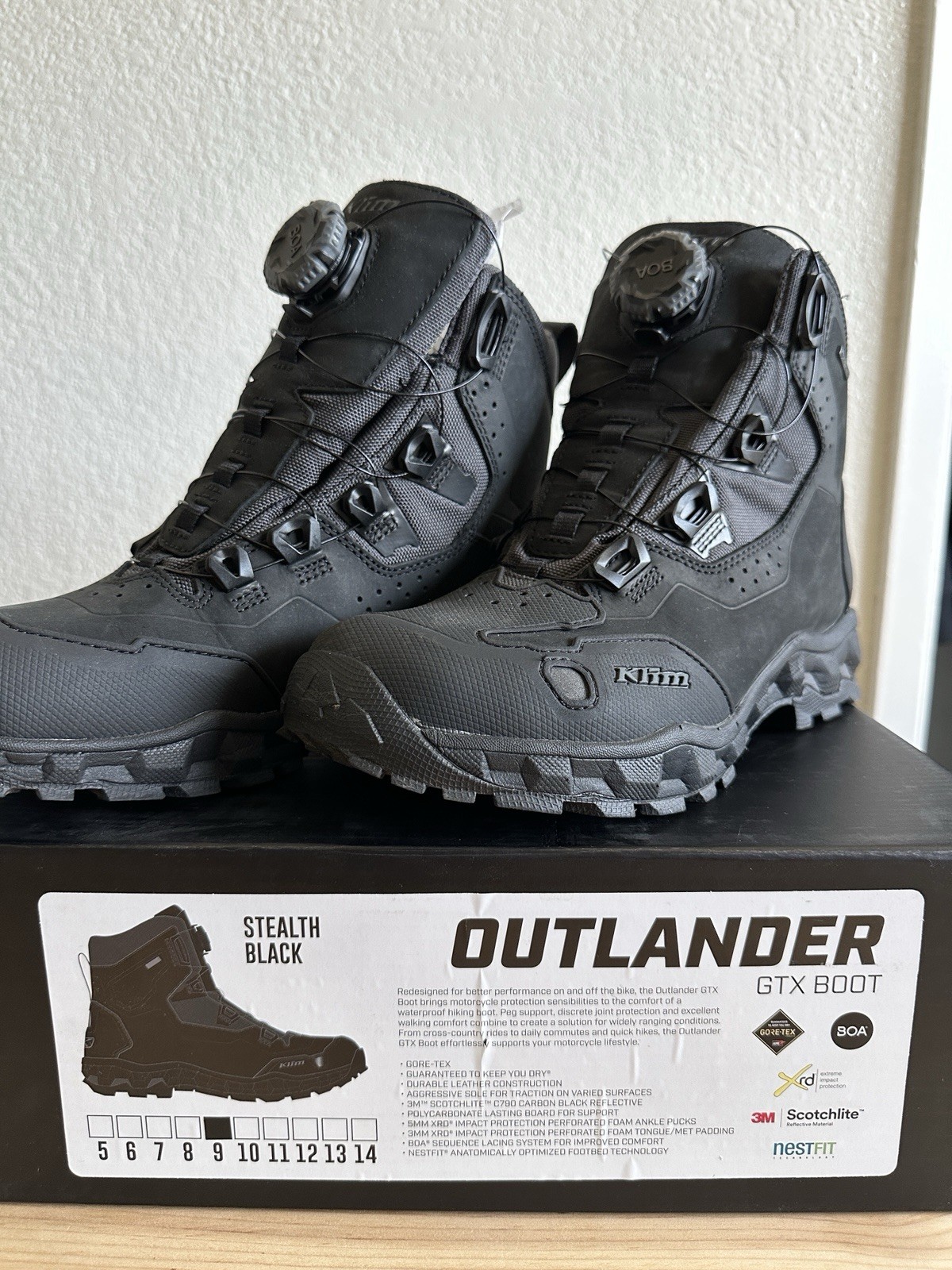 Klim Outlander GTX Boot, Men\'s size Medium, New In Box with tags Klim Outlander GTX Boot, Men\'s size Medium, New In Box with tags