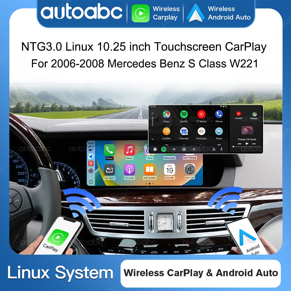 10.25\'\'For Mercedes Benz S Class W221 NTG3.0 Touchscreen Android Auto Carplay