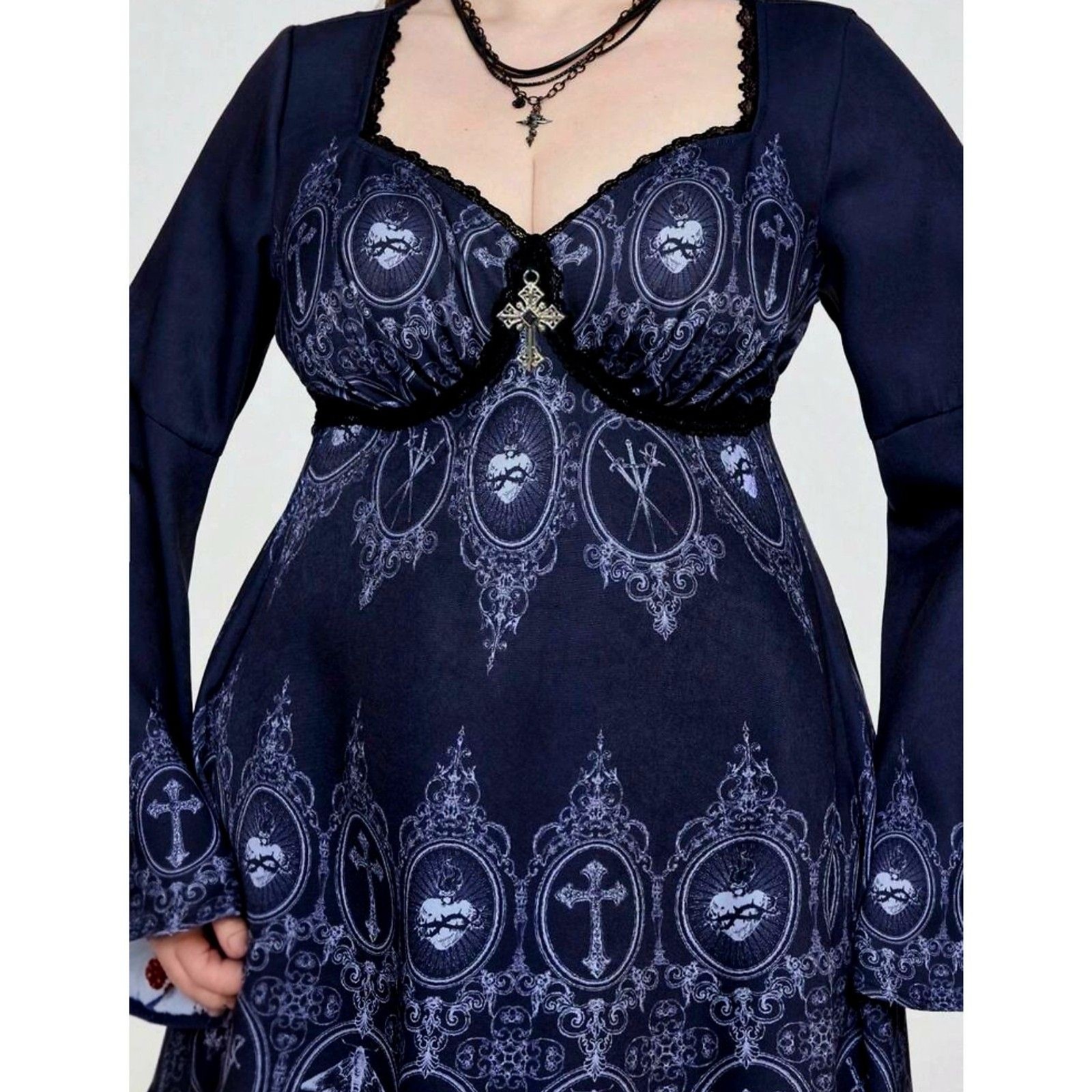 ROMWE Dark Castle Church Window Gothic Dress 2XL Halloween NWOT