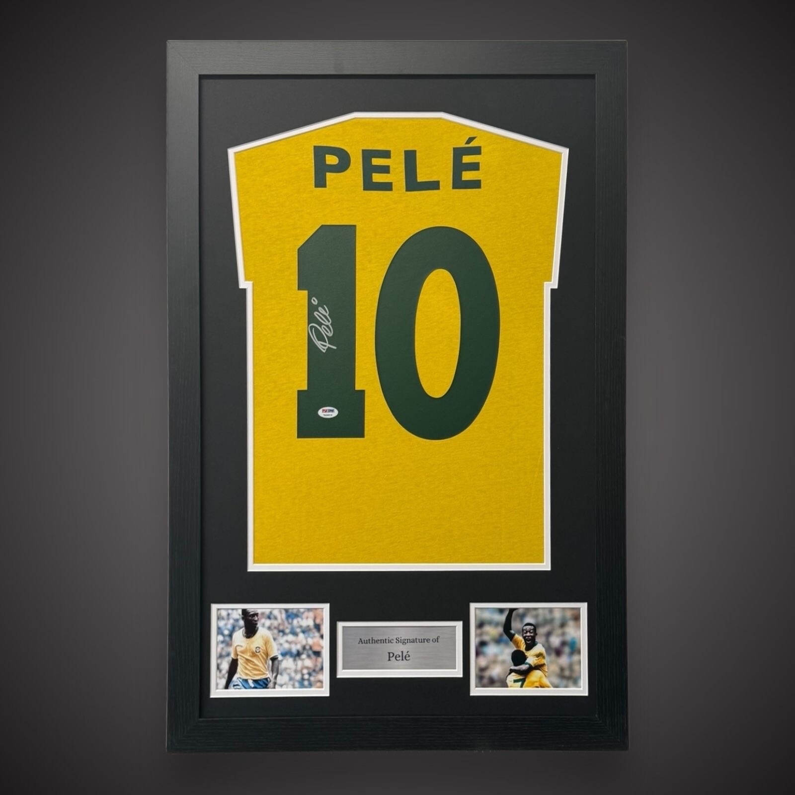 Framed Pele Hand Signed Brazil Shirt Great Value £899 With COA Fantastic Item