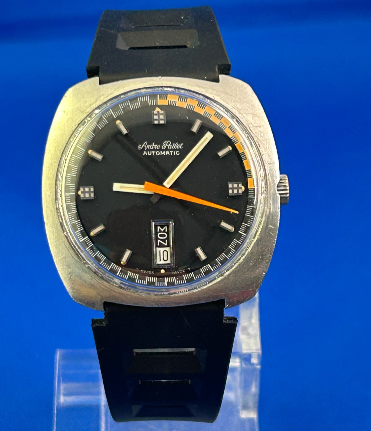 1969 Glycine Andre Pailet Compressor Automatic Mens Watch, Rally Dial, Runs Well