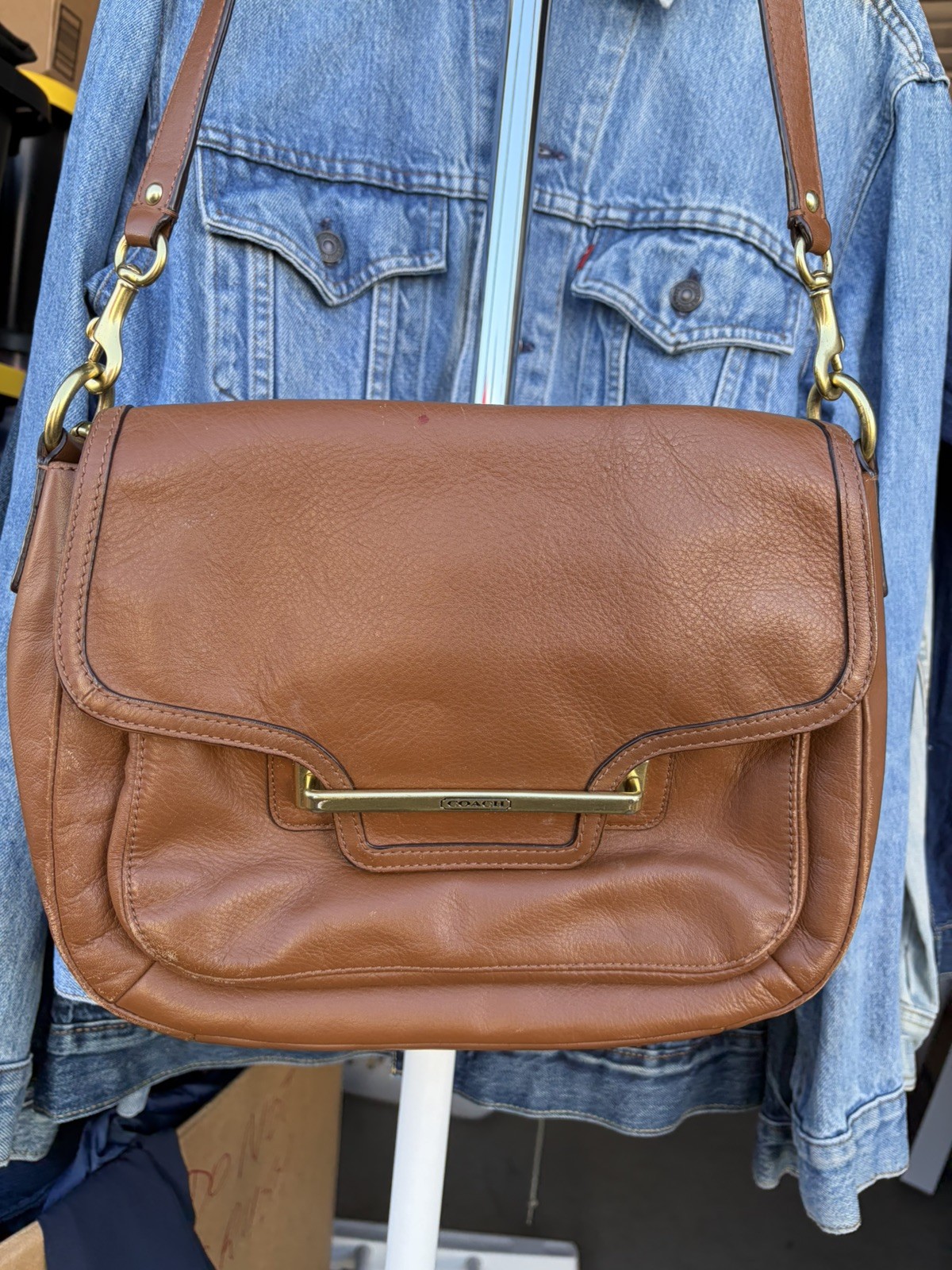Coach Taylor Flap Handbag, leather, vintage, rich brown, affordable price