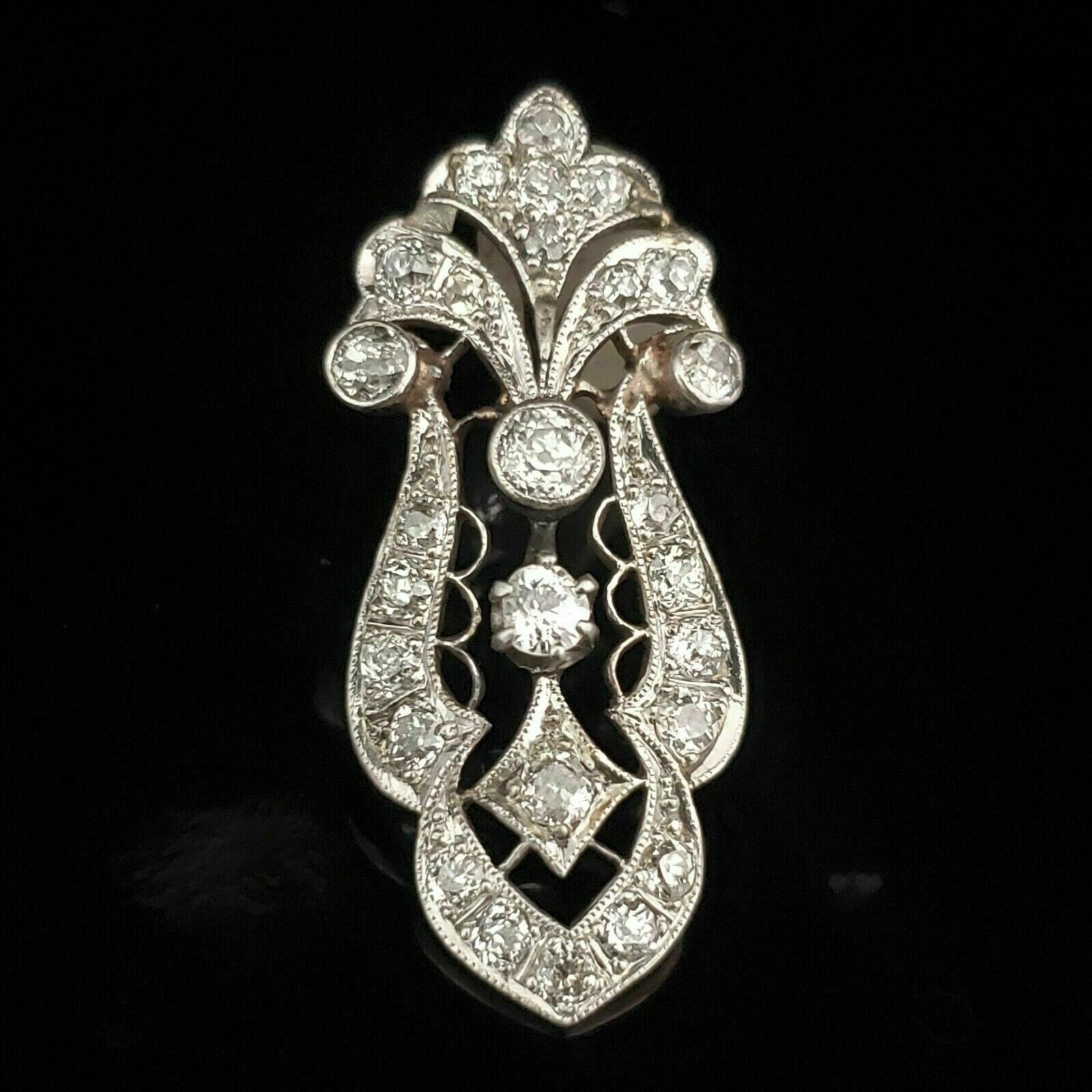 3Ct Round Cut Antique Edwardian Diamond Pendant 14K White Gold Over Free Chain