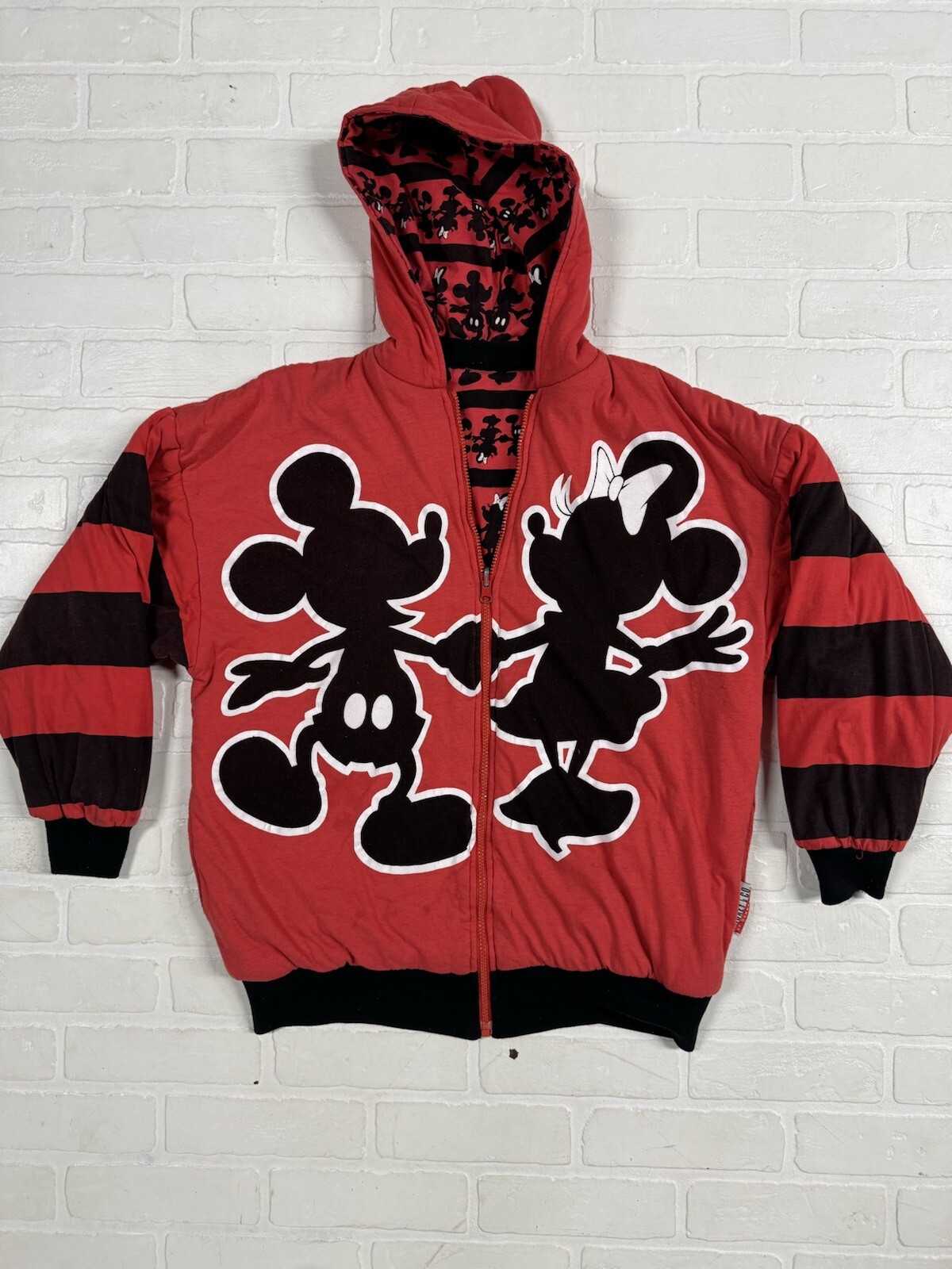 Vtg DonnKenny Disney  Mickey/Minnie Mouse Reversible Jacket Adult L AOP 90’s