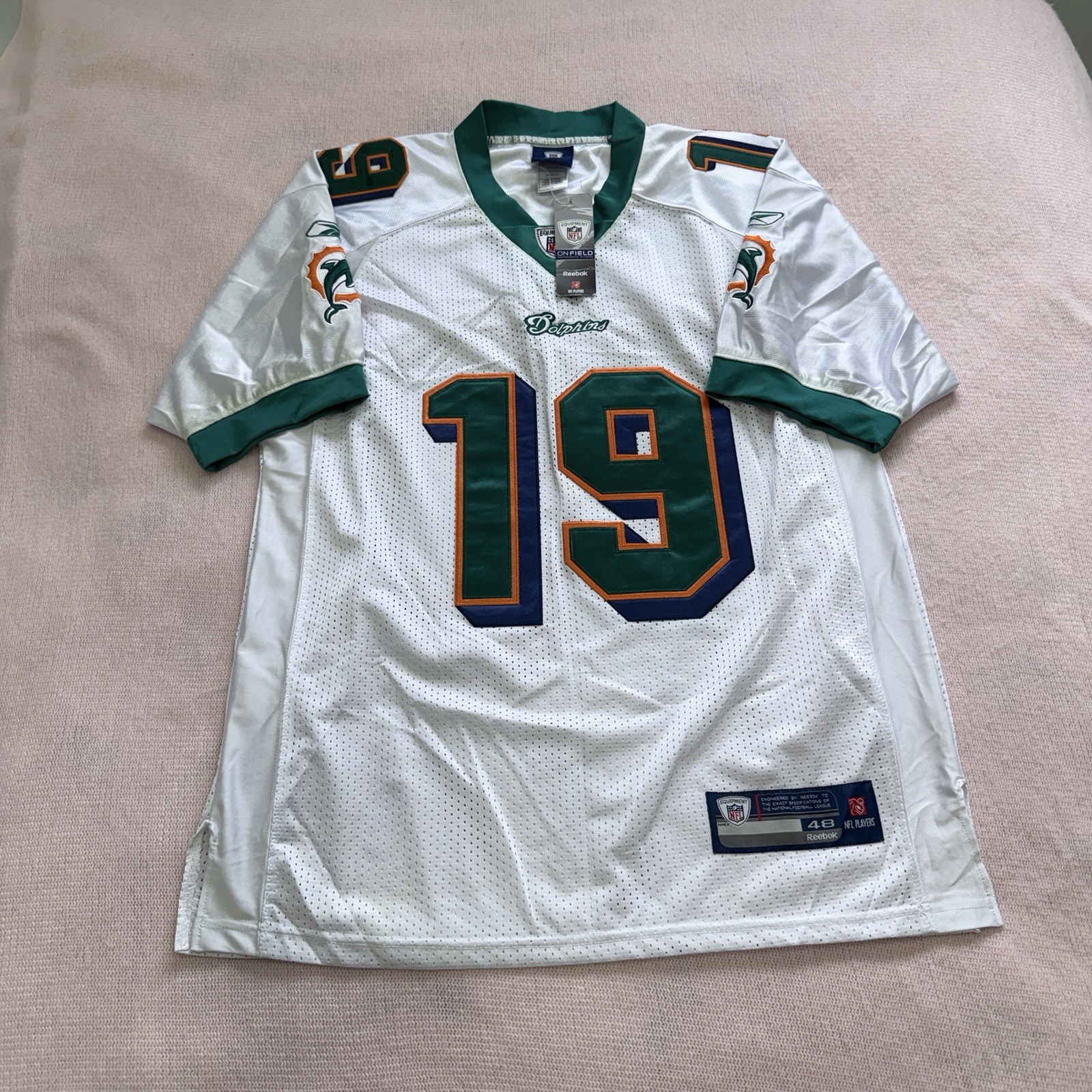 Reebok Miami Dolphins Brandon Marshall #19 On Field Jersey White NFL Size 48 NWT Reebok Miami Dolphins Brandon Marshall #19 On Field Jersey White NFL Size 48 NWT