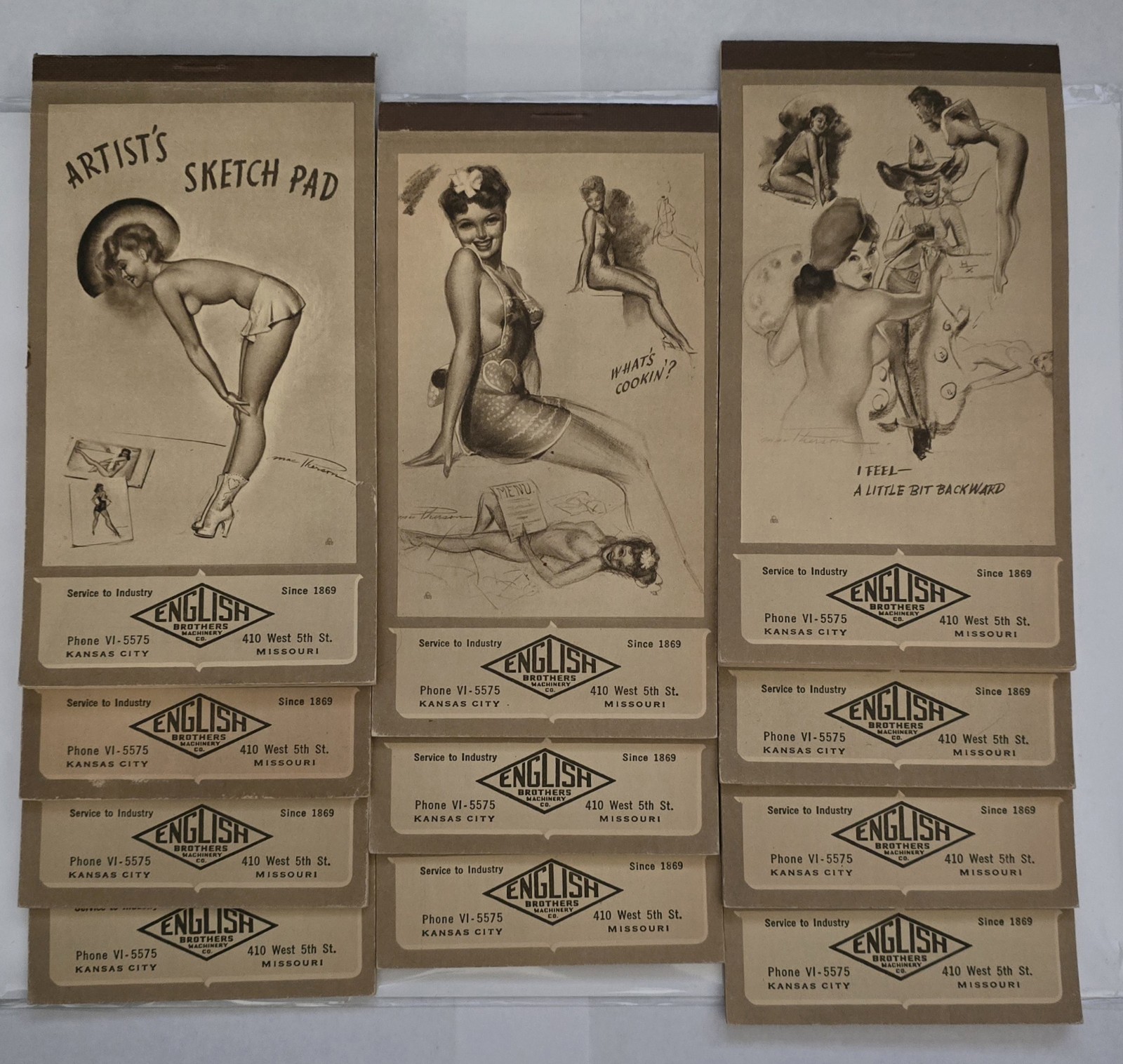 1944 Pinup ARTIST'S SKETCH PAD Calendar Notepad~Earl Macpherson~Almost Full Year