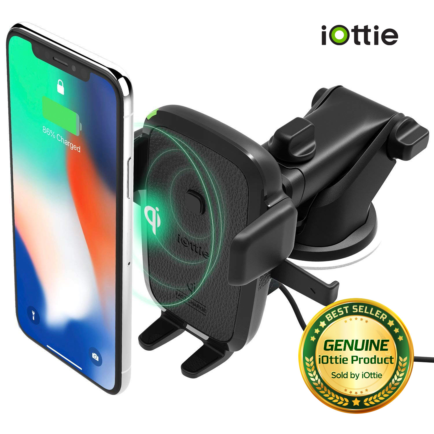 iOttie Easy One Touch Qi Wireless Fast Charge Universal Car Mount for Qi Enabled
