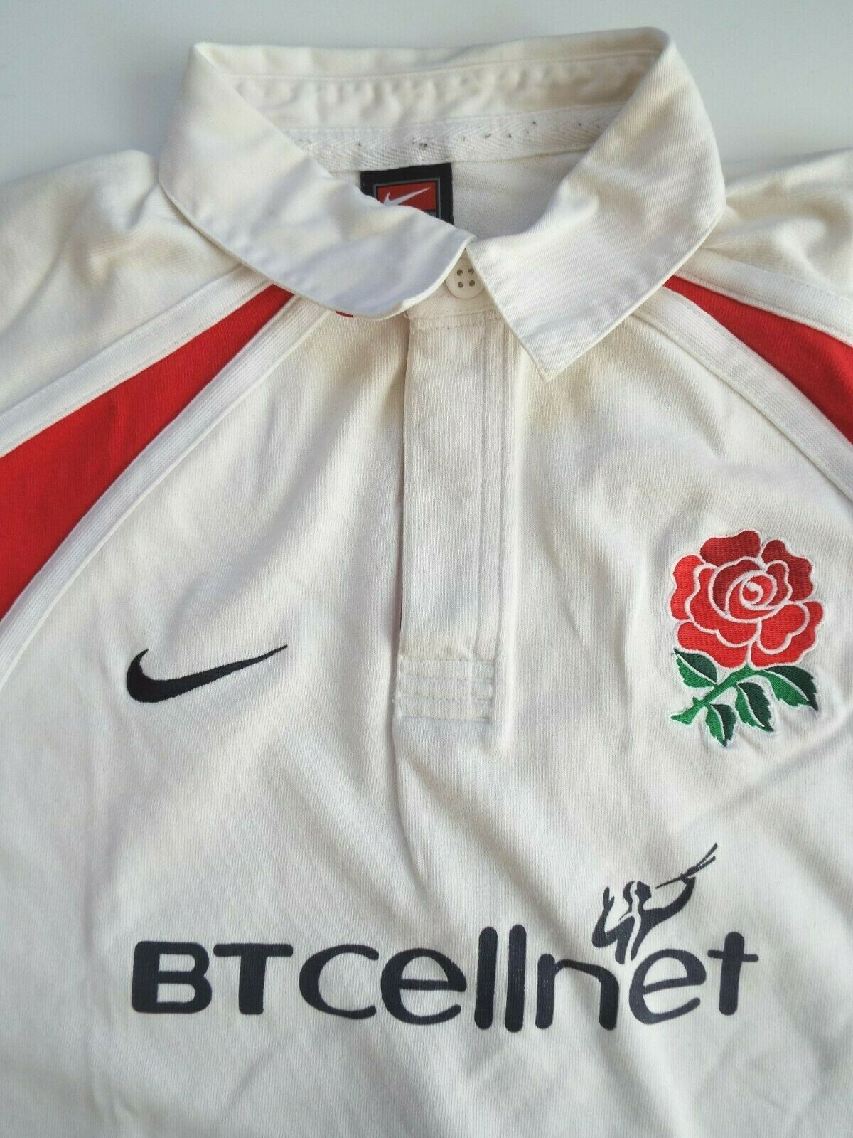 Vintage England men\'s rugby union shirt 99-01 home Nike large white LSHTA044