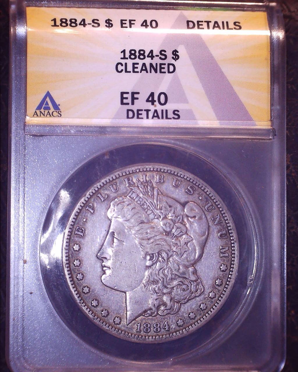 1884-S Morgan Silver Dollar, EF 40 ANACS cleaned, Tough Date,
