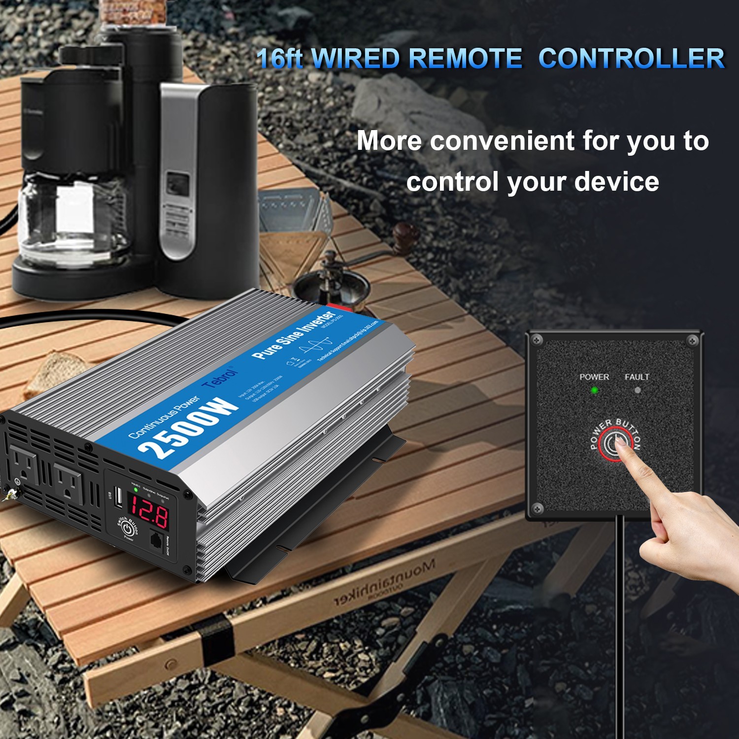 2500W/5000W Pure Sine Wave Inverter 12V DC to 120V AC Converter for RV Off-Grid