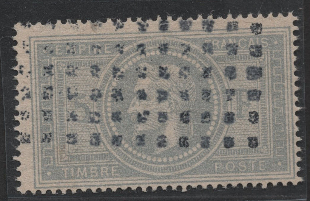 FRANCE 1869 FIVE FRANCS SCOTT #37 USED NEAT PERFS NICELY CENTERED C.V. $750