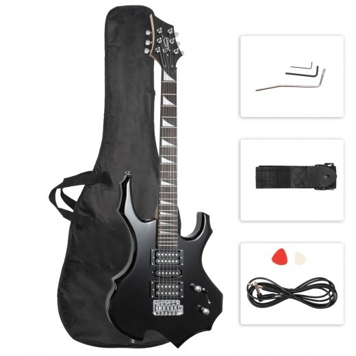 Glarry 36inch Burning Fire Style Electric Guitar Black