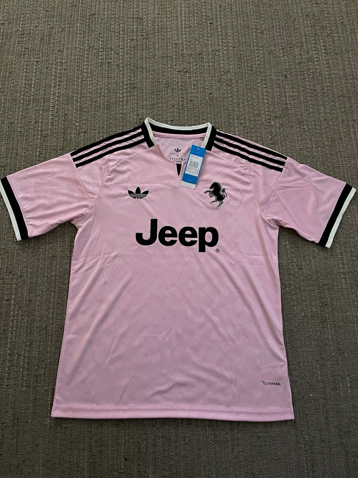 adidas Juventus Soccer Jersey Pink Black White Size M Jeep Sponsor