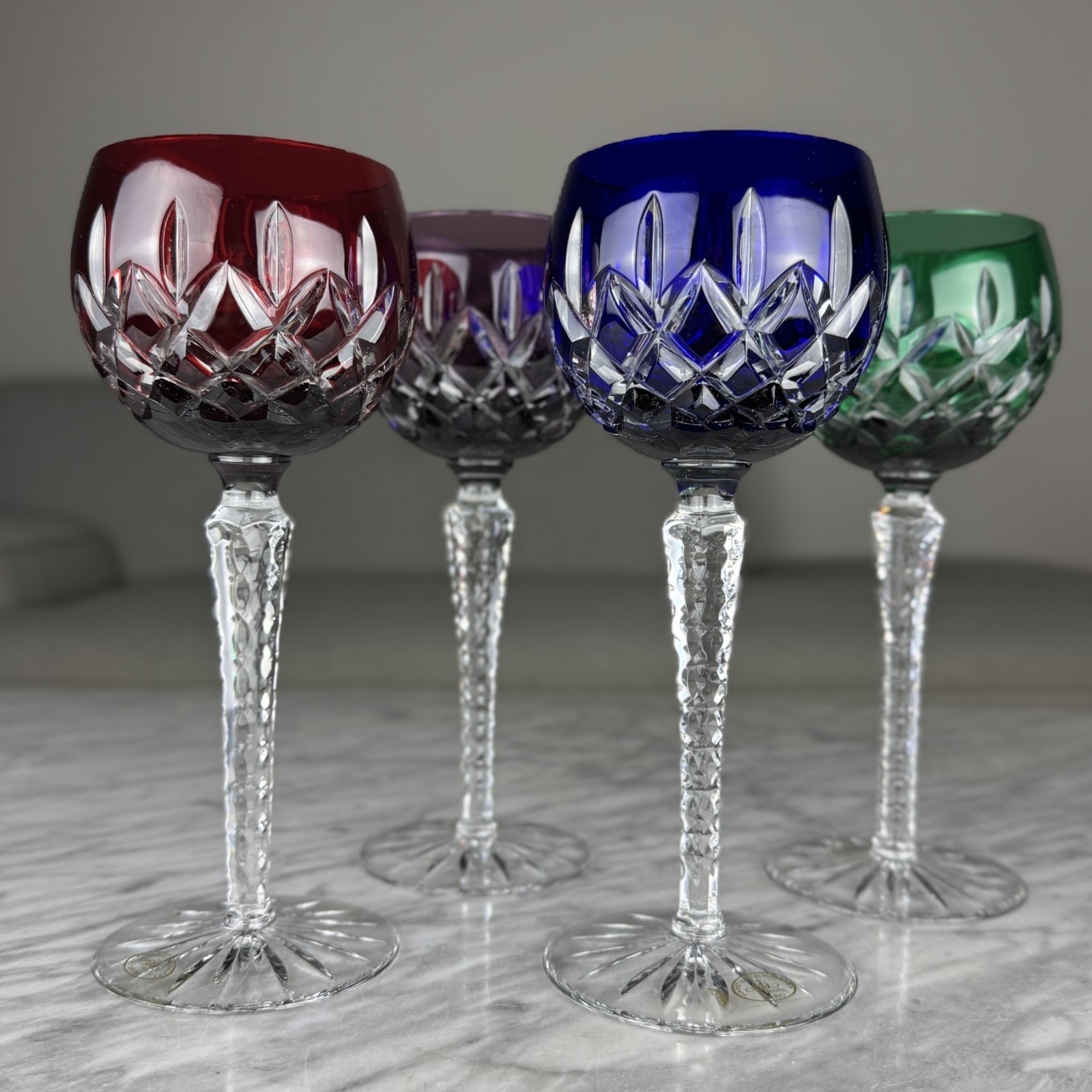 Set Of 4 AJKA Crystal Cut  ARABELLA Stemmed Wine Hock Glasses 8.25\