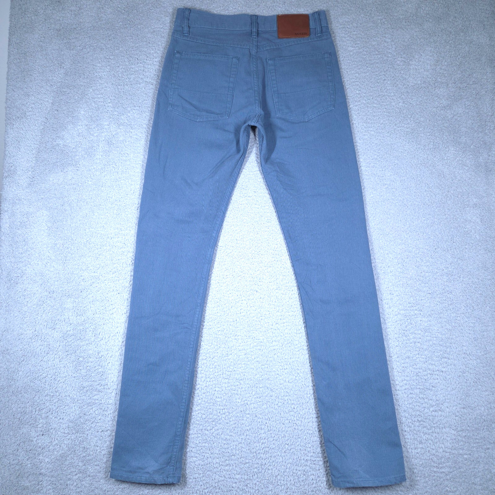 GUSTIN Bedford Pant Mens 32x34 Slim Slate Blue Corduroy 5-Pocket Button Fly #198