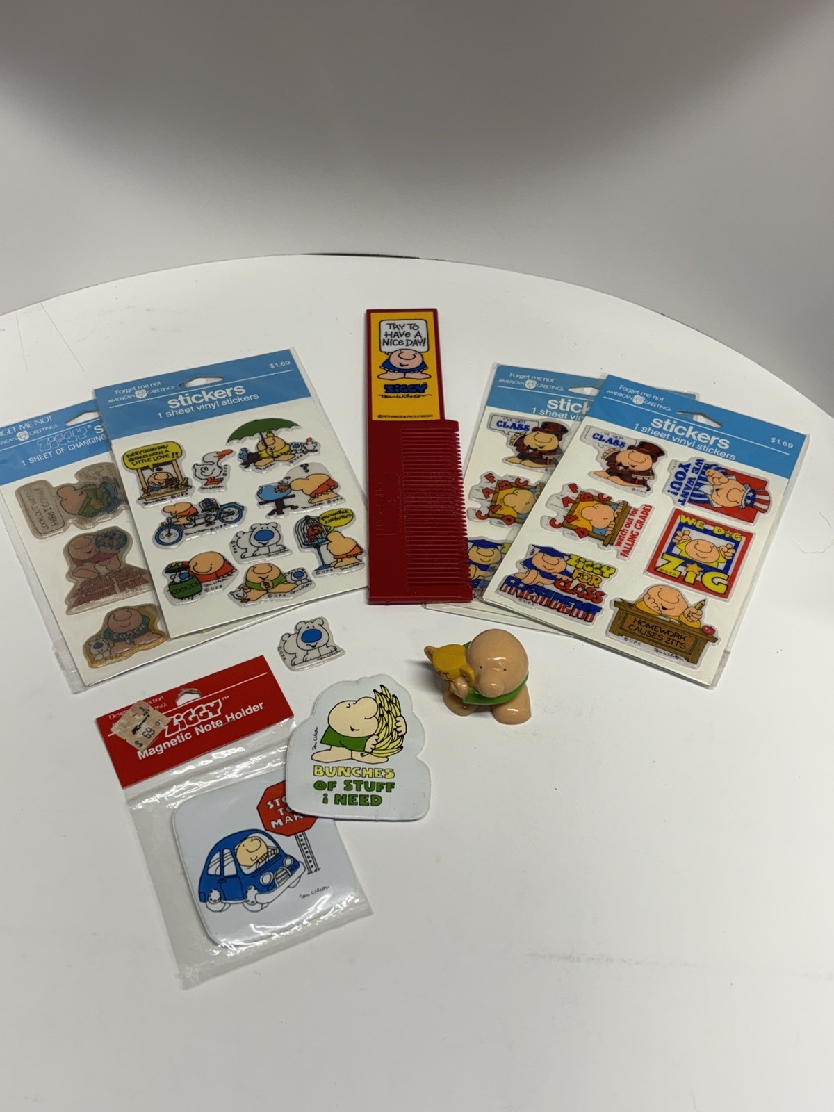 Vintage Lot Ziggy Mementos - Figurine, Magnets, Comb, Puffy Stickers Vintage Lot Ziggy Mementos - Figurine, Magnets, Comb, Puffy Stickers