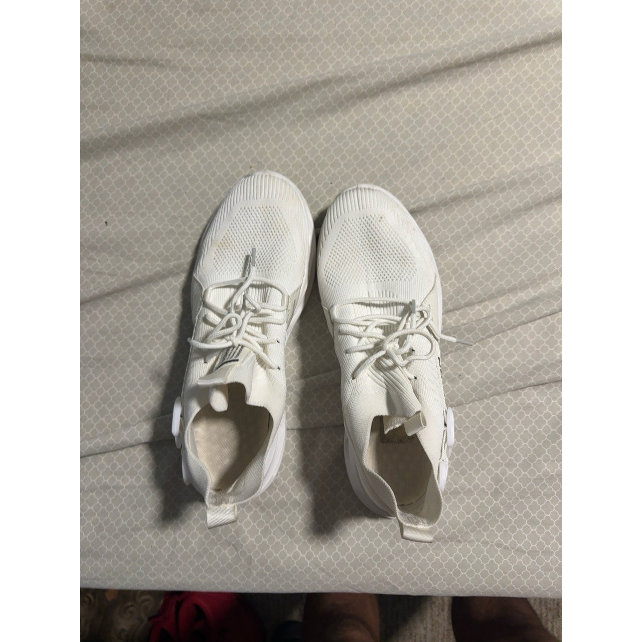 White Knit Lace Up Sneakers Cutout Soles Mens Size 11