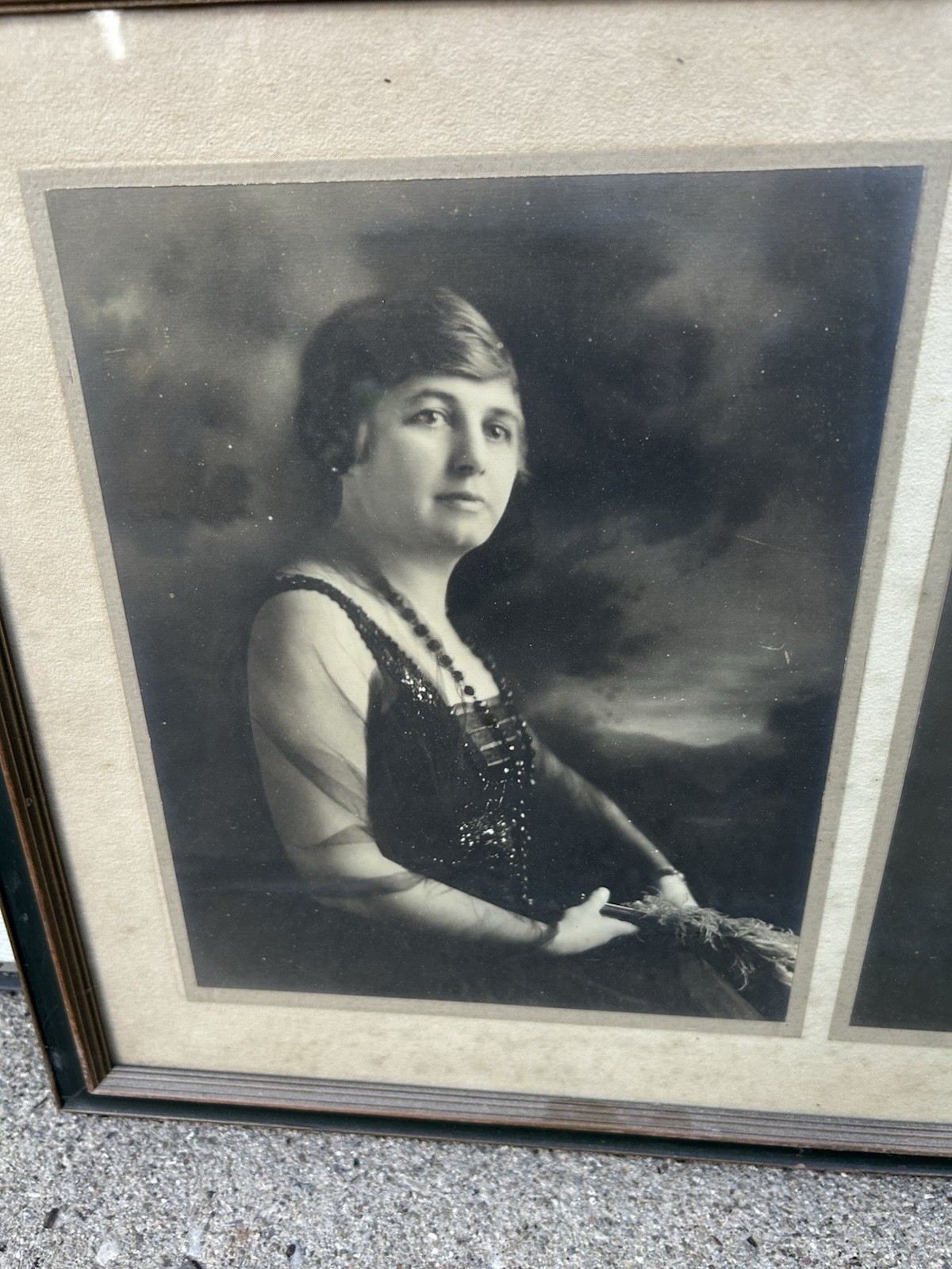 2 Gorgeous Antique Photos Roaring 1920’s Flapper Girl Framed Under Glass