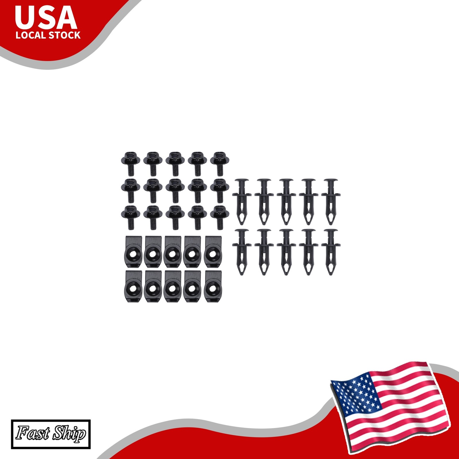 35PCS M6 Fastener Set for Toyota Splash Shield Body Bolts U-nut Clips 35PCS M6 Fastener Set for Toyota Splash Shield Body Bolts U-nut Clips