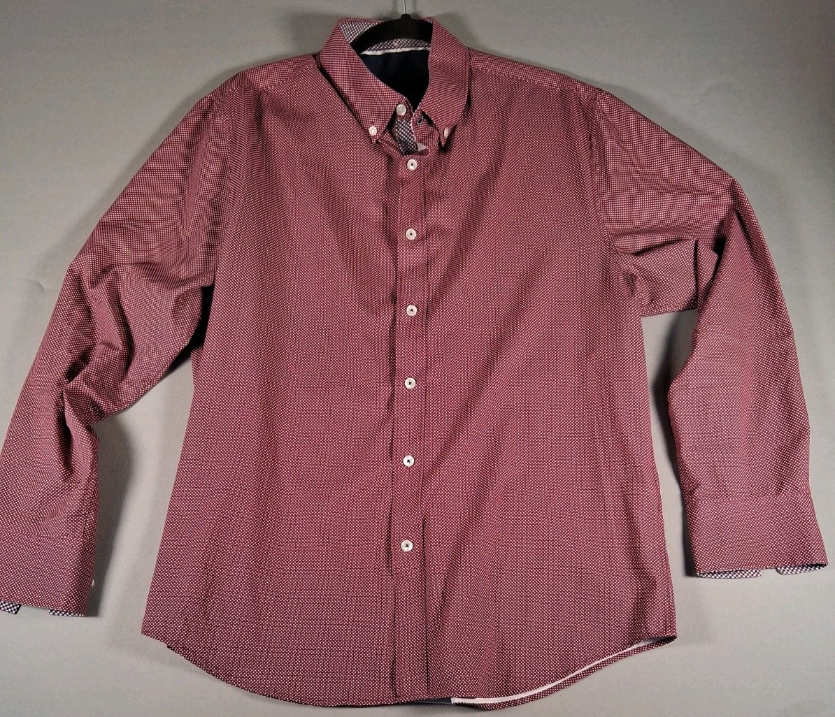 Con.Struct Men\'s Large Button Up Dress Shirt 4 Way Stretch Long Sleeve #120 Con.Struct Men\'s Large Button Up Dress Shirt 4 Way Stretch Long Sleeve #120