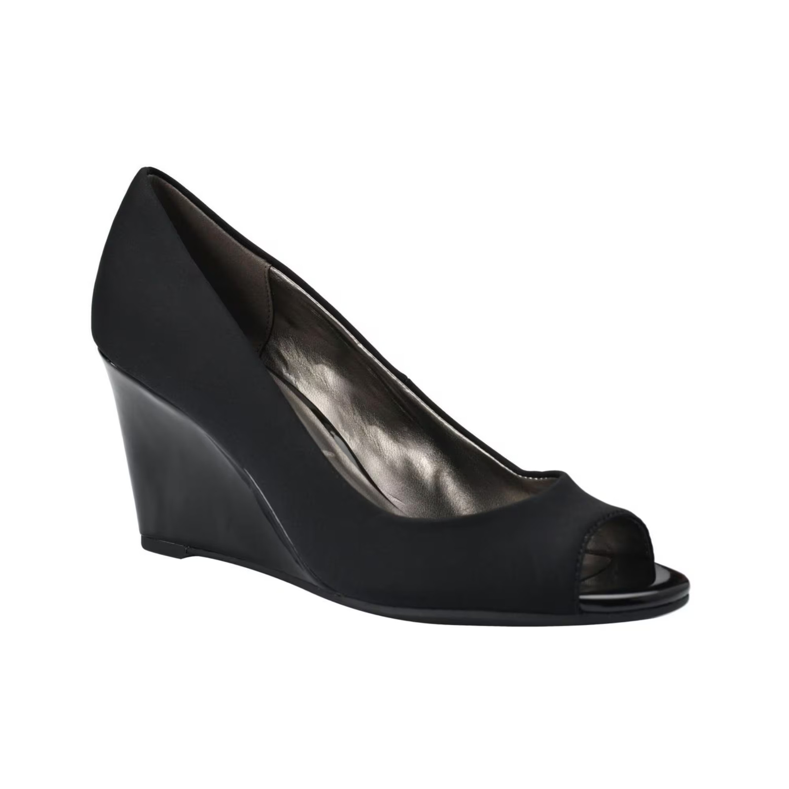 Women\'s Bandolino Tufflove Peep Toe Wedge Pumps Black