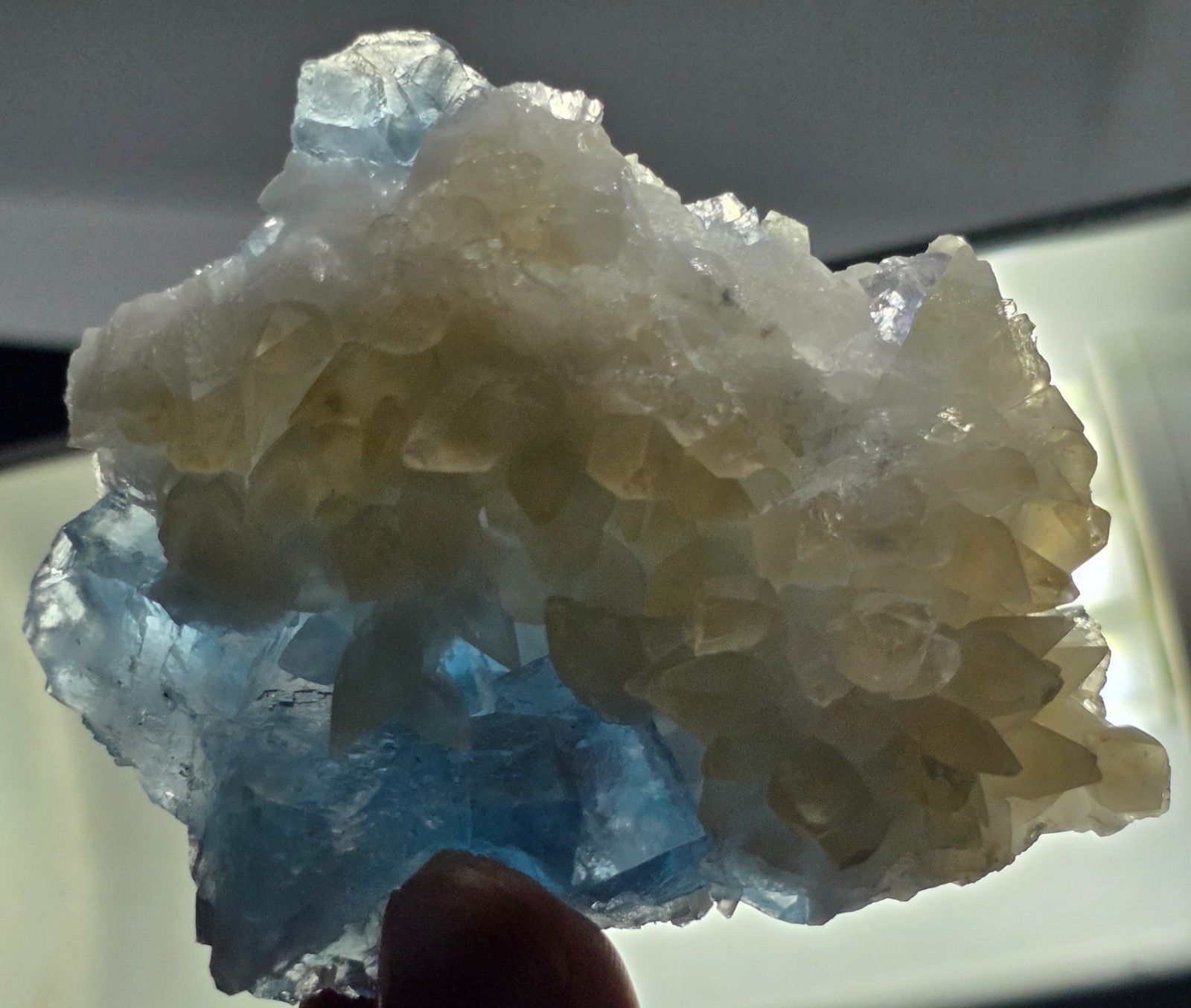 Blue Fluorite with Calcite from Minerva Mine,Illinois Blue Fluorite with Calcite from Minerva Mine,Illinois
