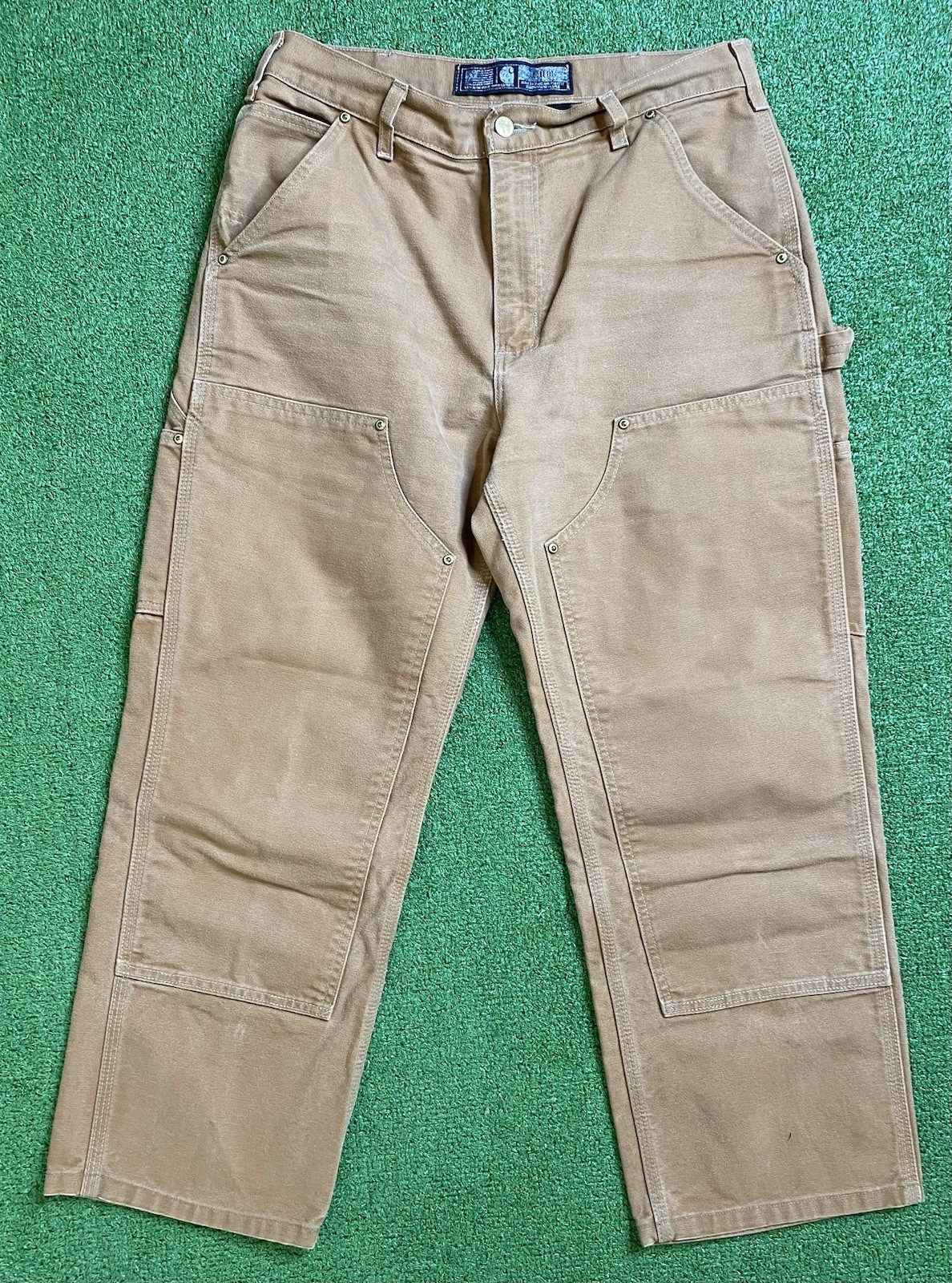 Carhart Double Knee Pants Mens 32x30 Work Wear Original Loose Fit B01-BRN USA