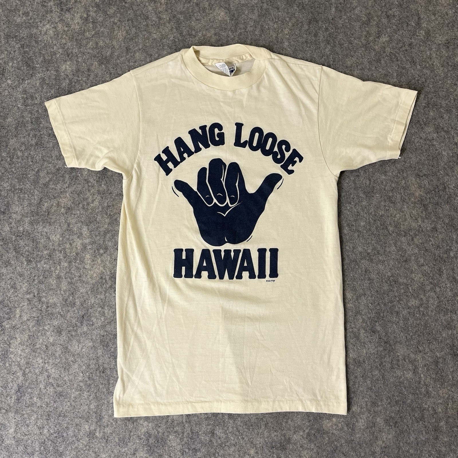 VTG Hang Loose Hawaii T Shirt Men’s Small Paper Thin 80s Shaka Surf