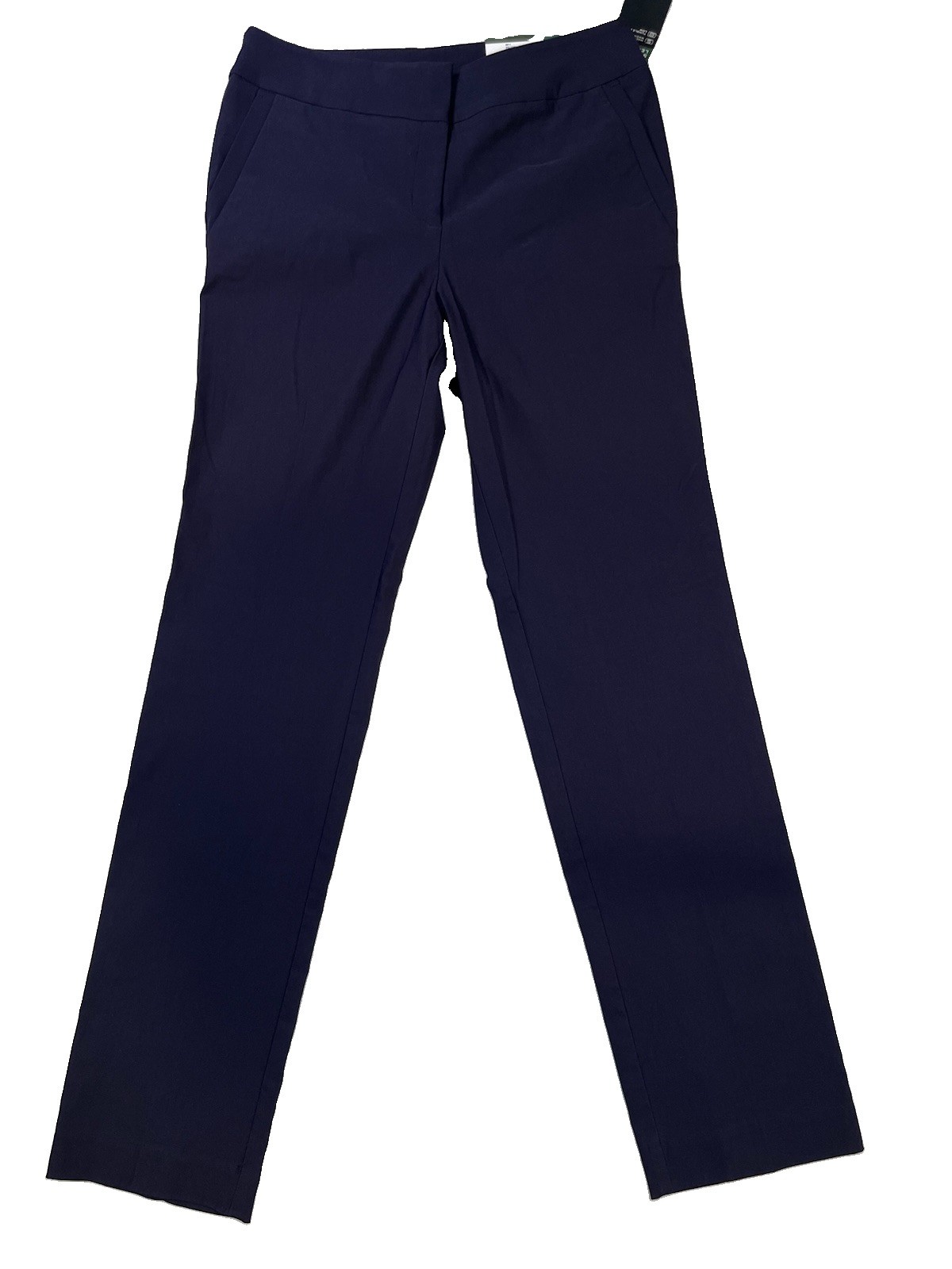Worthington Womens Navy Slim Fit Straight Leg Dress Pants Zip Pockets 33 Inseam