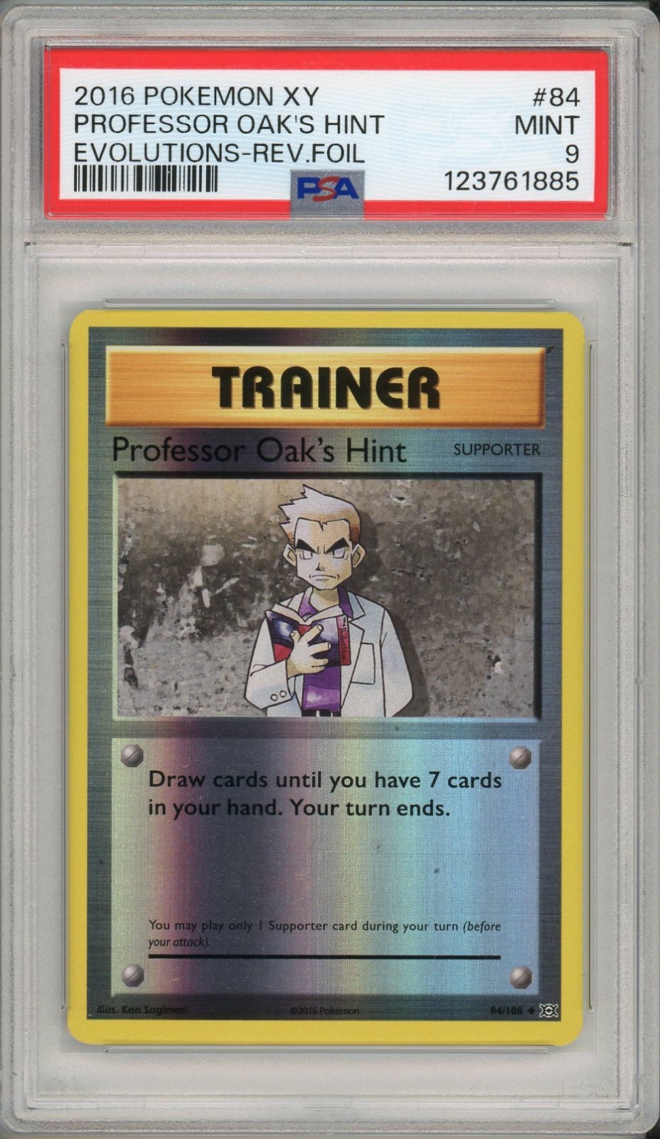 2016 Pokemon XY Evolutions Professor Oak\'s Hint Reverse Holo Foil #84 PSA 9 2016 Pokemon XY Evolutions Professor Oak\'s Hint Reverse Holo Foil #84 PSA 9