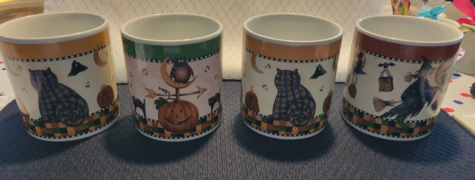 Vintage Debbie Mumm 1998 Halloween Cat Witch Owl 🎃 Pumpkin Mugs Sakura Set of 4 Vintage Debbie Mumm 1998 Halloween Cat Witch Owl 🎃 Pumpkin Mugs Sakura Set of 4