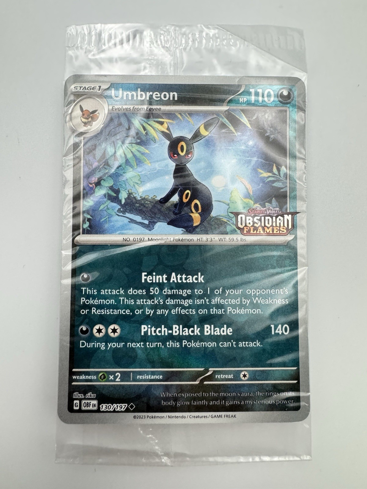(SEALED) Umbreon 130/197 obsidian flames Stamped Promo - TCG Obsidian Flames (SEALED) Umbreon 130/197 obsidian flames Stamped Promo - TCG Obsidian Flames