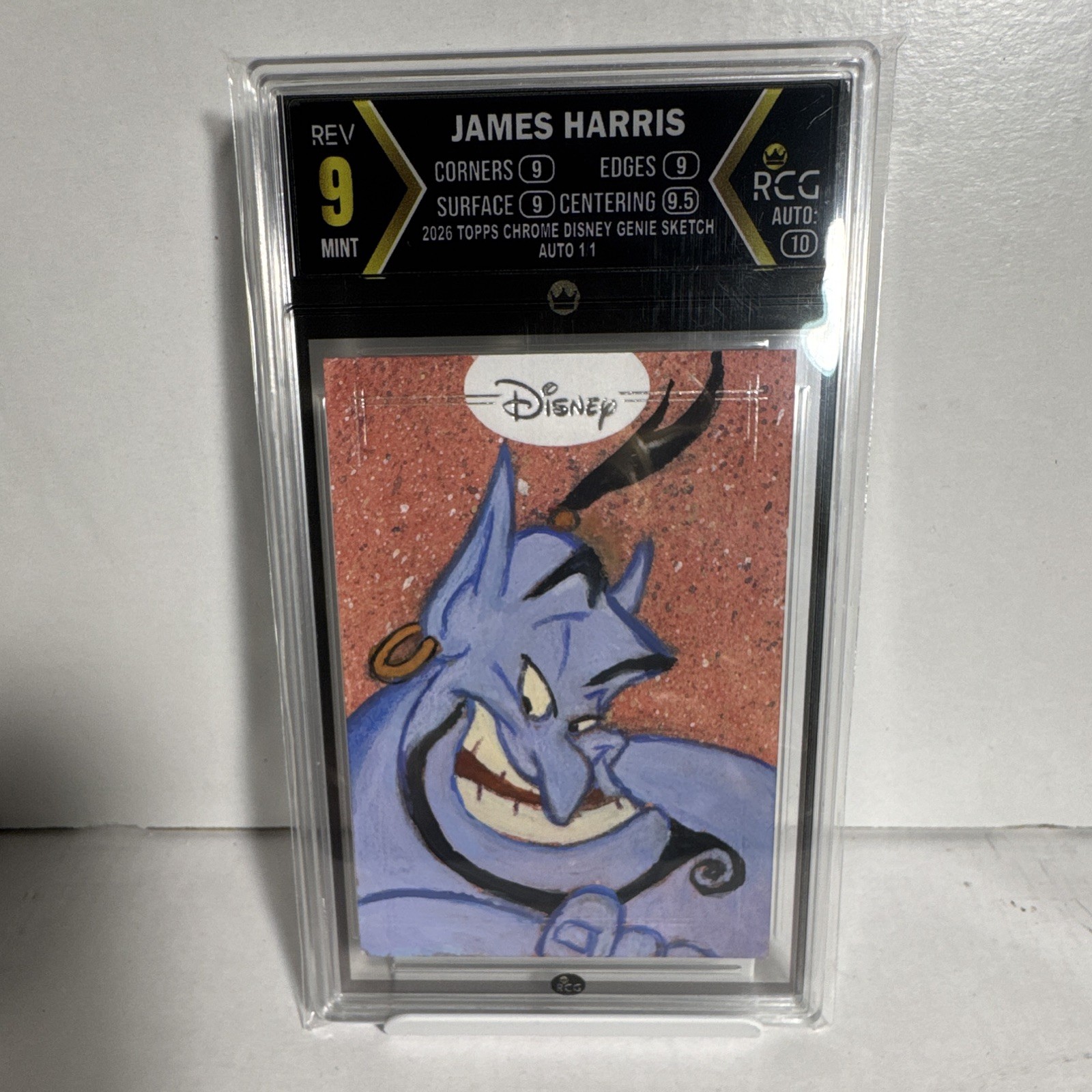 Topps 2026 Chrome Disney Genie Sketch AUTO 1/1 James Harris RCG 9