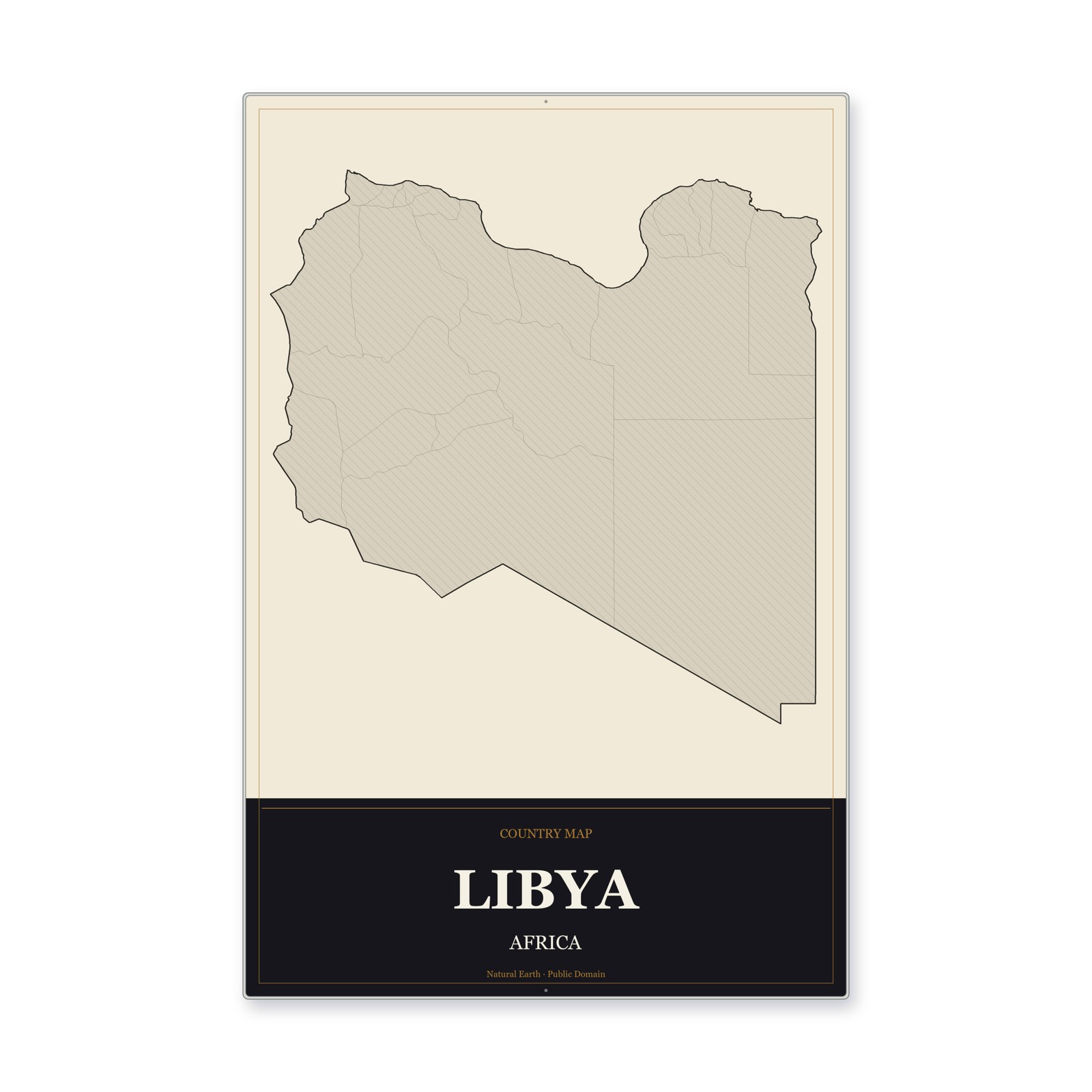 Libya Country Map Wall Art Weatherproof Aluminum Sign