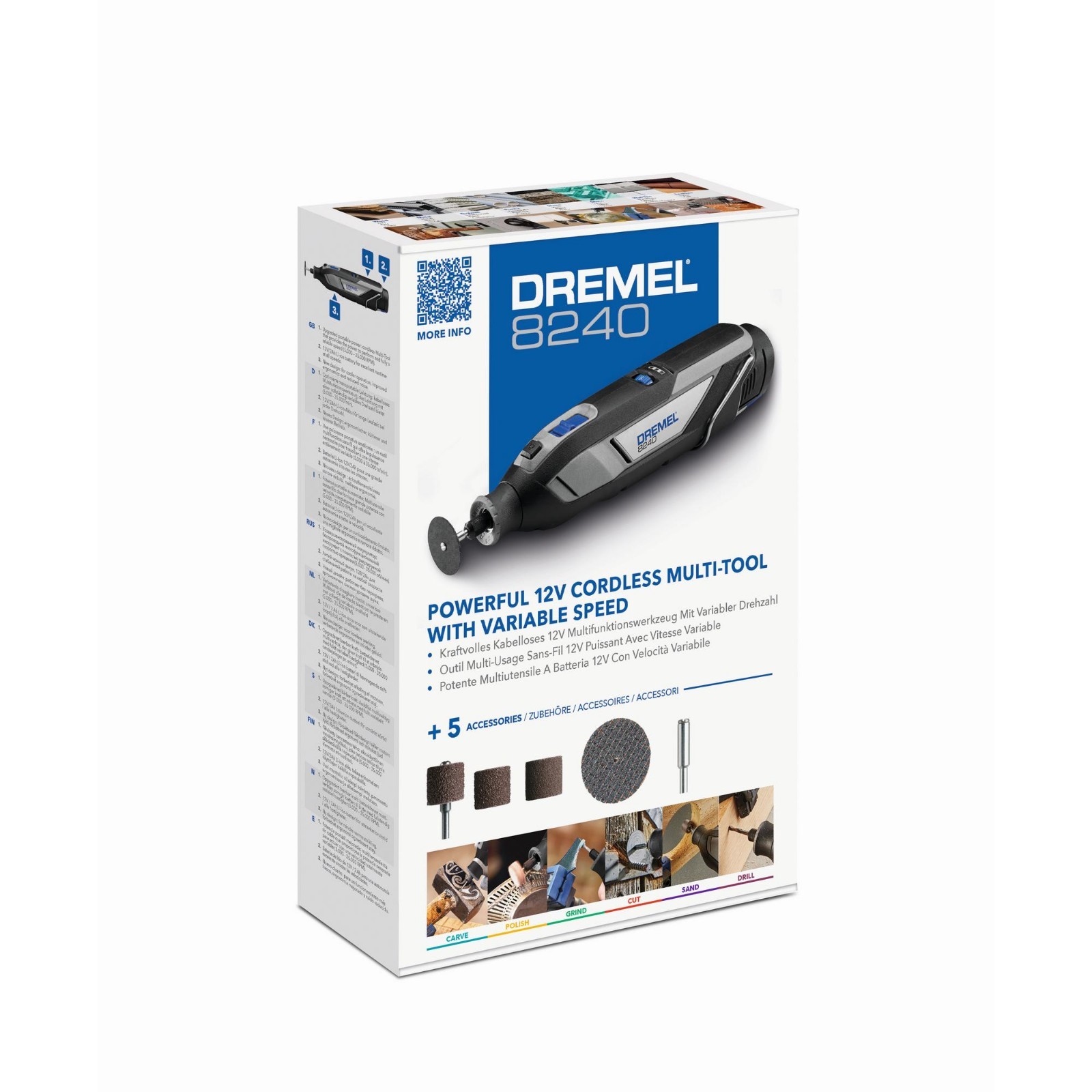 NEW Dremel 8240-5 12V Cordless Rotary Tool Kit Battery Charger 5 Accessories