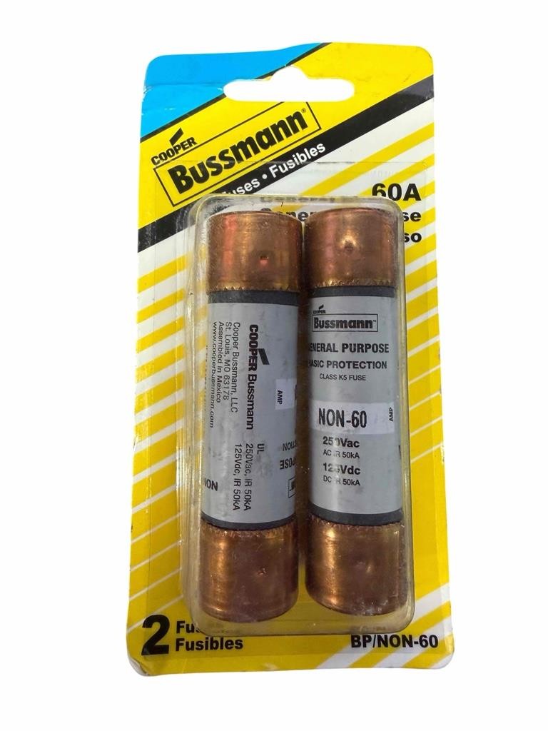 2 Pack Cooper Bussmann 60A General Purpose Fuse Class K5 NON-60