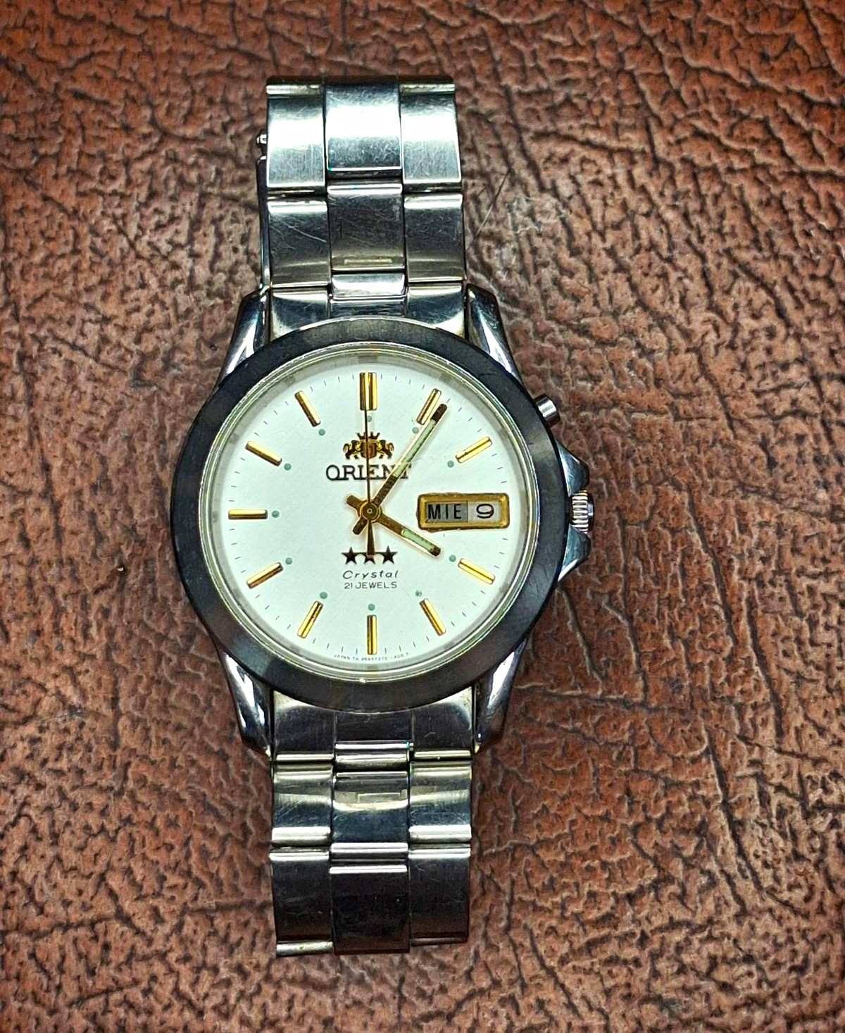 Orient 3 Star Men\'s Automatic 21 Jewels Day/Date White Dial SS Bracelet Orient 3 Star Men\'s Automatic 21 Jewels Day/Date White Dial SS Bracelet