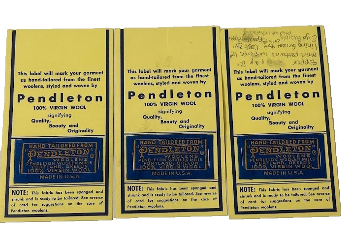 VTG Pendleton Woolen Mills Virgin Wool Tag Hand Tailored From Set of 3
