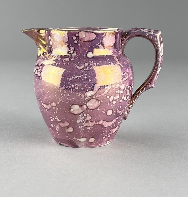 1820s English Sunderland Pink Splash Lusterware Pitcher 1820s English Sunderland Pink Splash Lusterware Pitcher