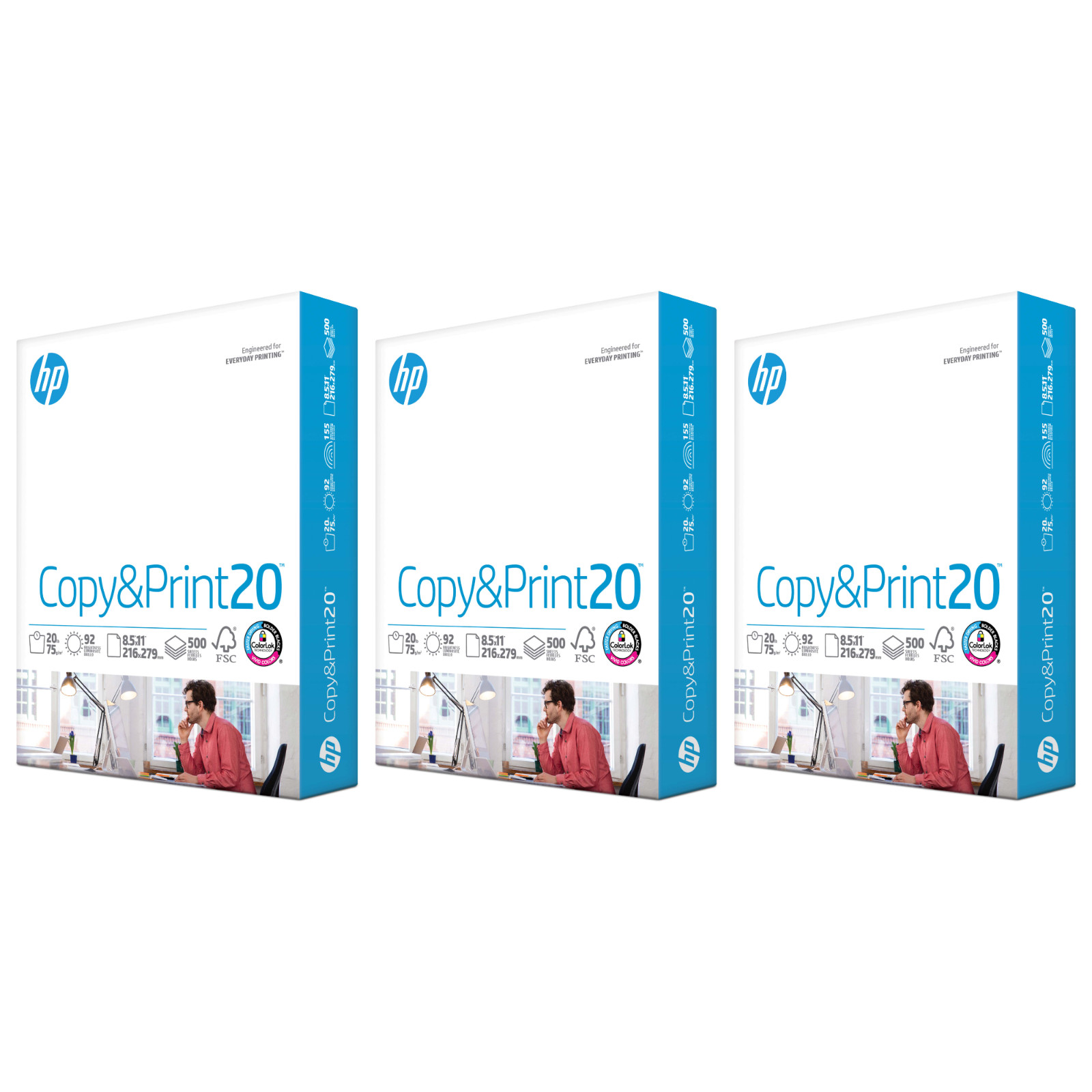 HP Copy & Print20 Printer Paper 20 lb 8.5 x 11, 3 Reams (1500 Sheets) HP Copy & Print20 Printer Paper 20 lb 8.5 x 11, 3 Reams (1500 Sheets)