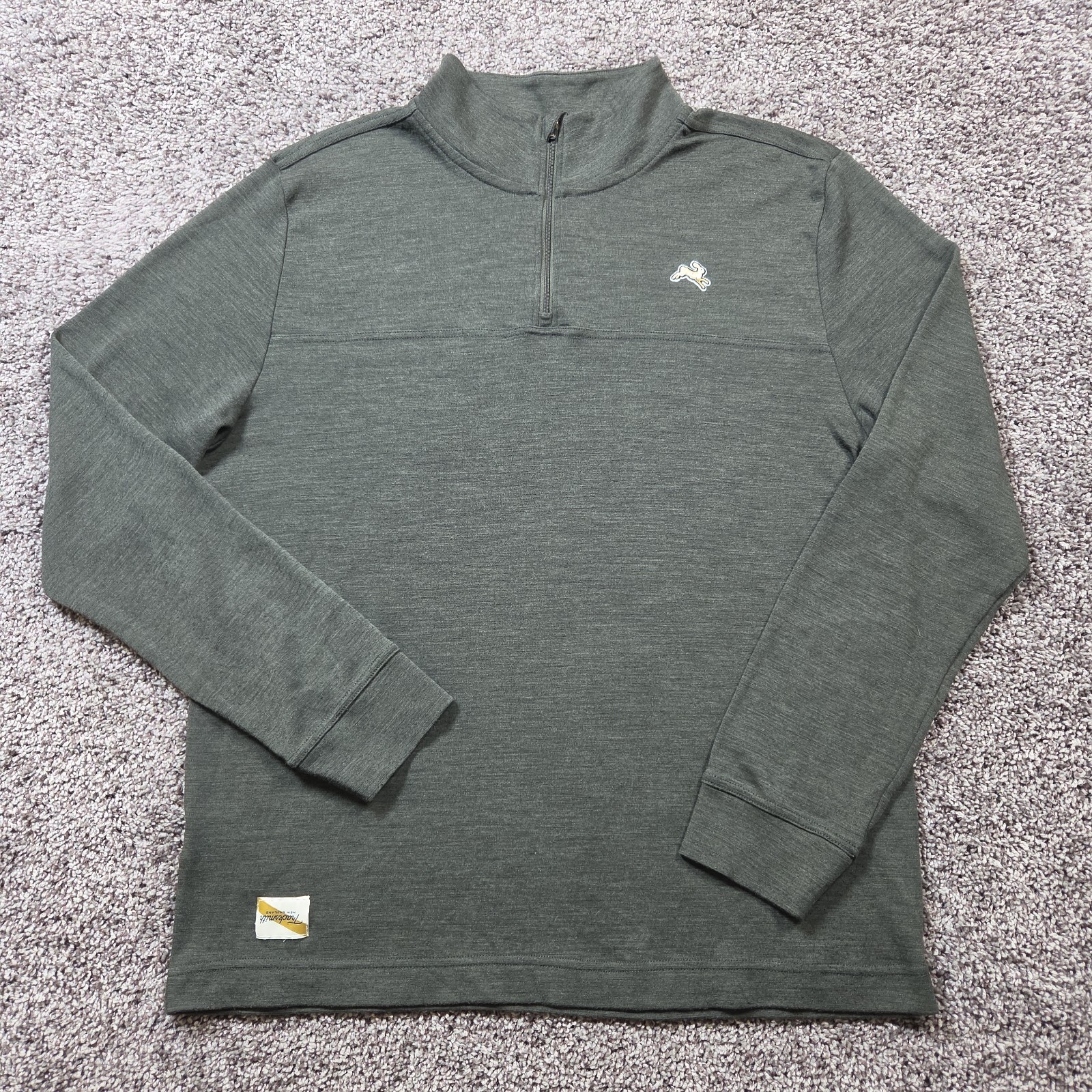 Tracksmith Sweater Mens XL Green Downeaster 1/4 Zip Pullover Merino Wool Blend Tracksmith Sweater Mens XL Green Downeaster 1/4 Zip Pullover Merino Wool Blend