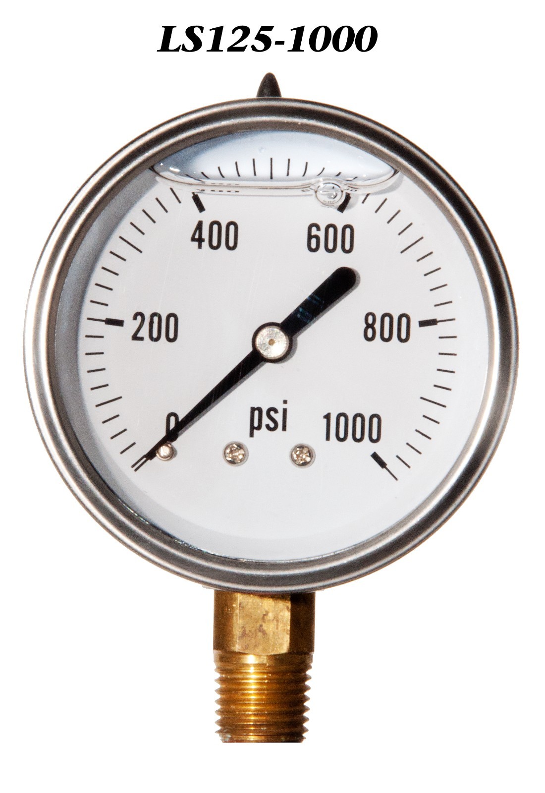 Pressure Gauge 0-1000 PSI, Liquid Filled 2.5” Stainless Steel  1/4