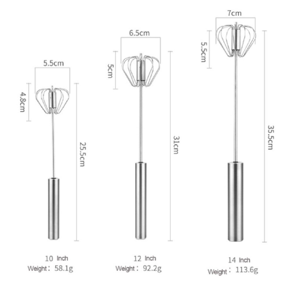 3X Semi-Automatic Egg Whisk Hand Push Egg Beater Stainless Steel Blender Mixer