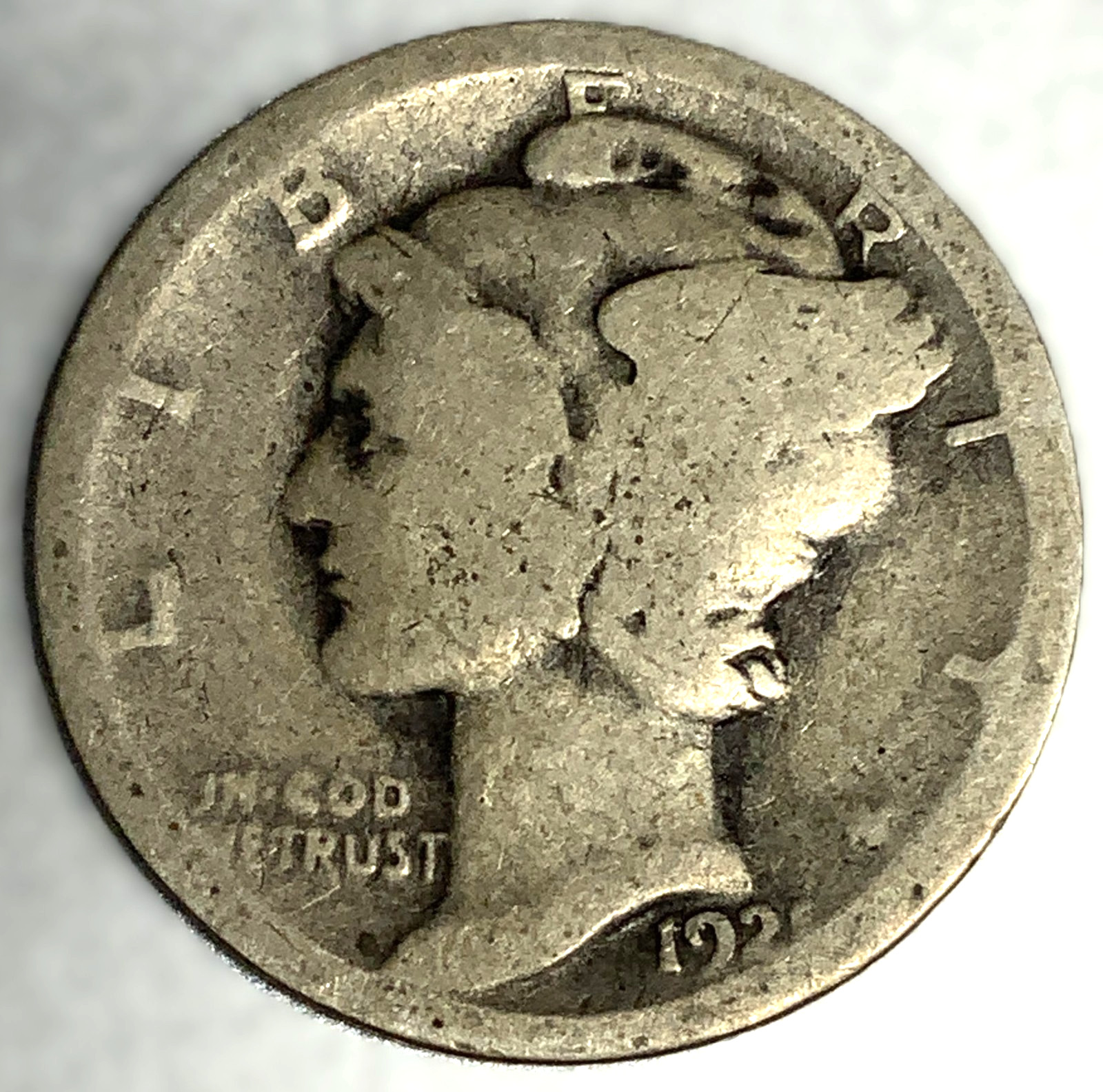 1921 P Mercury Dime Semi Key Date Antique U.S.A. Coin 90% Silver Avg Circ - 4503 1921 P Mercury Dime Semi Key Date Antique U.S.A. Coin 90% Silver Avg Circ - 4503