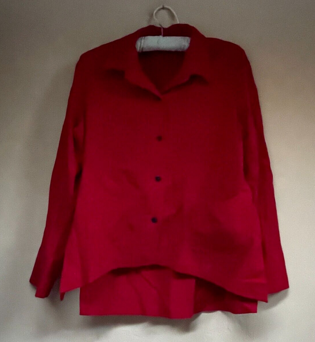 Vintage Arlene Wohl Handwoven Design Small Red Button Front Cardigan Jacket